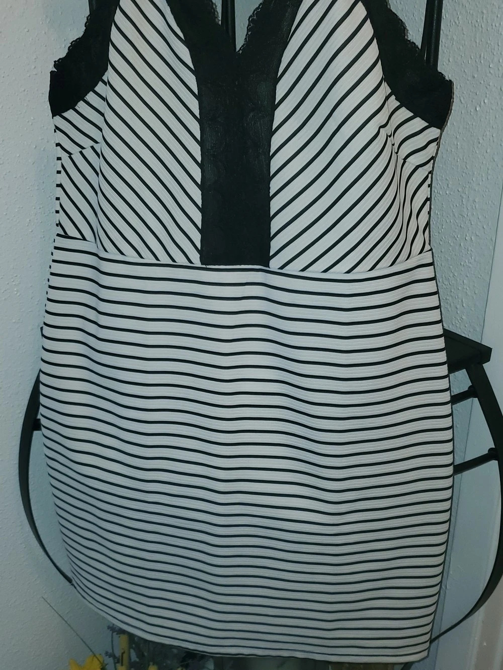 C.O.C Striped Lace Mini Dress in White & Black Like New